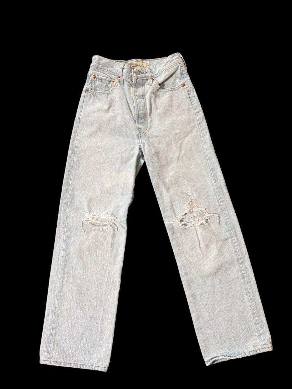 Levi’s Premium Ribcage Straight Ankle Distressed Jeans - 24